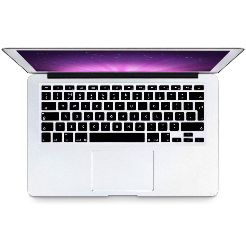 HRH English Silicone Keyboard Cover Skin for MacBook Air 13,for MacBook Pro 13/15/17 (with or w/Out Retina Display,2015 or Older Version),for iMac Older EU Layout Keyboard Protector-Black - Image 1